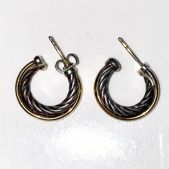 14K Gold and Sterling Silver Hoop Earrings